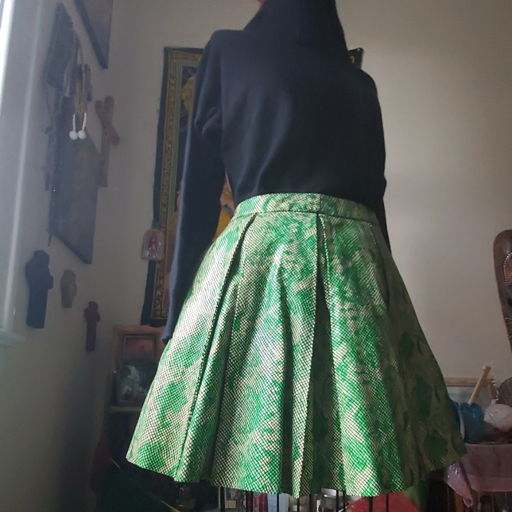 Serpent print leather skirt